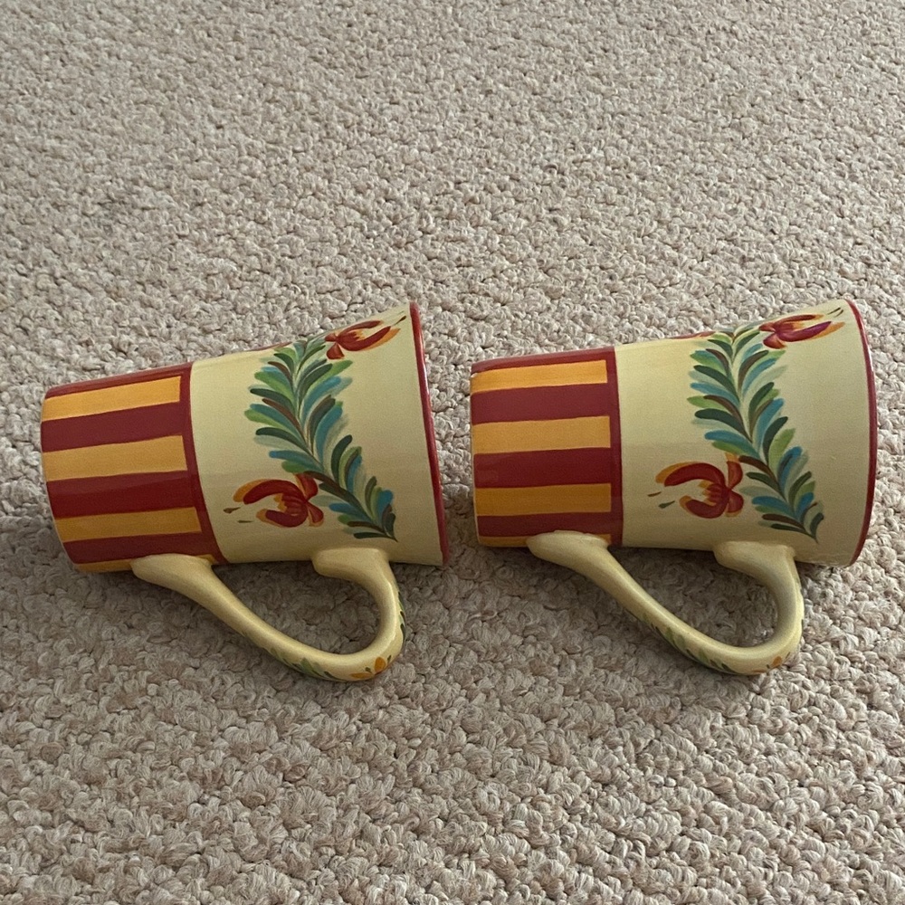 2 Vintage Gail Pittman Hand Painted coffee mugs Siena  Garland Pattern - Picture 16 of 17